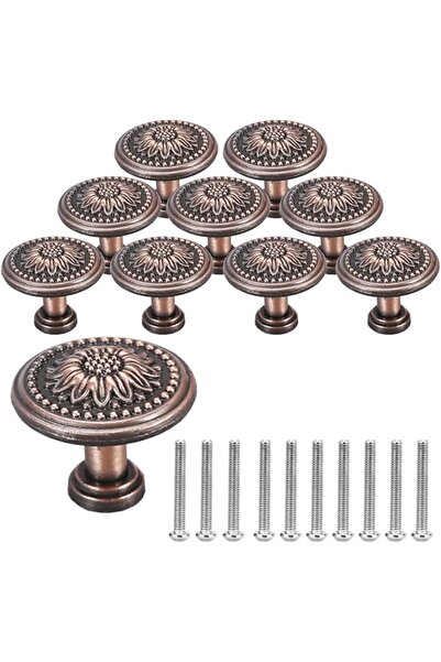 GENERAL [10 Pack] Antique Cabinet Knobs Vintage,1.4" Round Vintage Kitchen Ca...