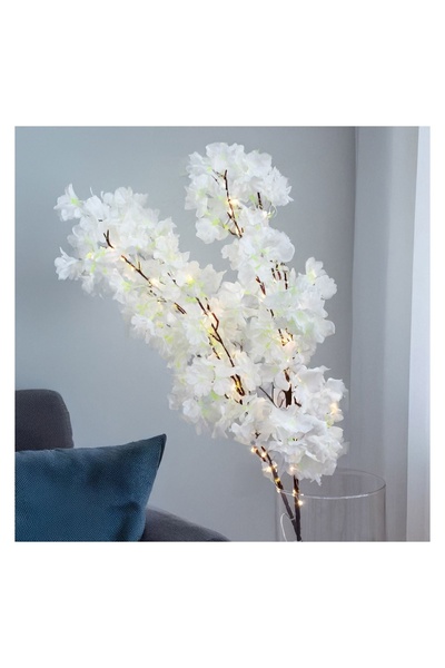 OEM Ramuri Decorative cu Flori Artificiale Albe și 80 de Becuri LED 135 cm – ...
