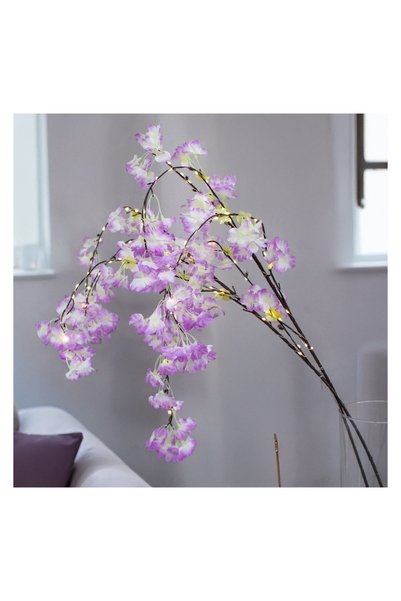 OEM Ramuri Decorative cu Flori Artificiale Lila și 80 de Becuri LED 135 cm – ...