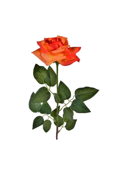 OEM Floare Artificială Trandafir Portocaliu/Galben Picaturi de Roua 63 cm – D...