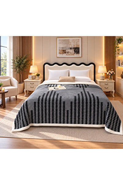 CHIRASO Cocolino Blanket with Faux Fur Lining, Elegant Design, 200x230 cm, So...