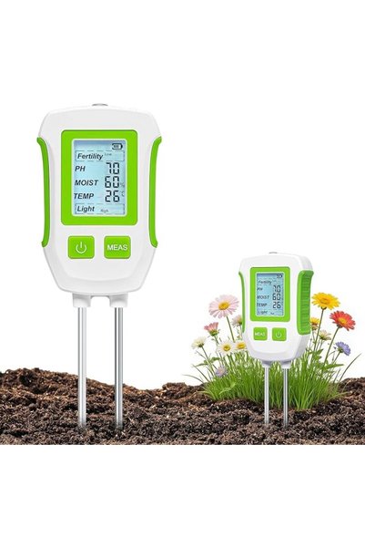 TERRIFI Soil Moisture Meter 5-in-1, Digital PH Fertility Light Temperature Te...