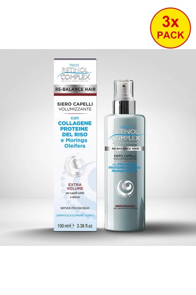 Retinol Complex Pachet de 3 seruri de păr pentru volum cu colagen, proteine d...
