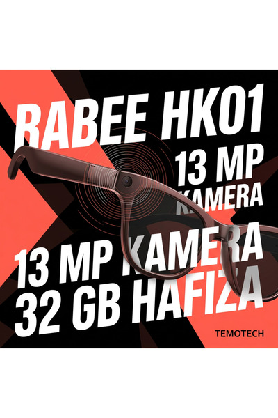 Rabee HK01 Akıllı Gözlük Yapay Zeka Destekli Akıllı Gözlük 13 MP Kamera 4K Video Canlı Çeviri Bluetooth Telefon Görüşme