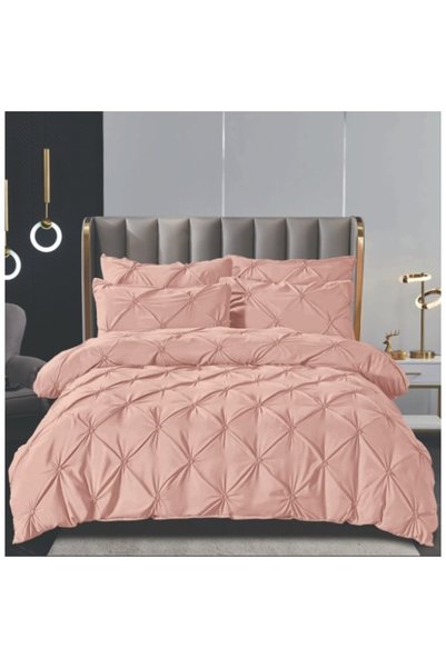 OEM Bed linen, 2 People, Plain with pleats, 6 Pieces, Finet, Salmon, 230 x 250cm