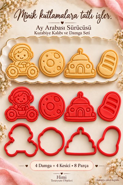 himi teraryum objeleri Moon Car Driver Astronaut Cookie Mold and Stamp Set Sp...