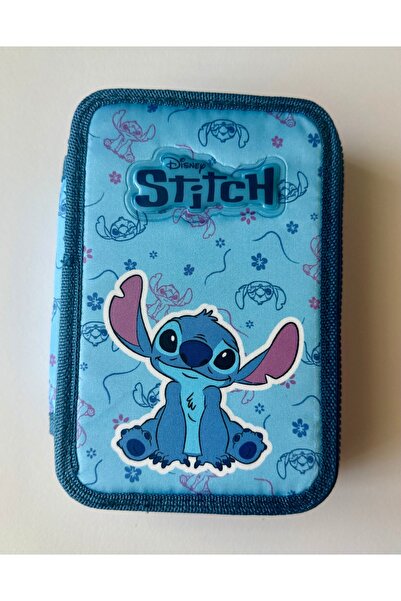 Generic Brand Penar școlar pentru copii, model Stitch, albastru, cu fermoar