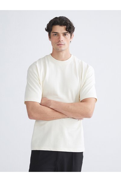 LC Waikiki Nevavm Farkıyla Xside Beige 2 Thread Plain Loose & Baggy Men's Swe...