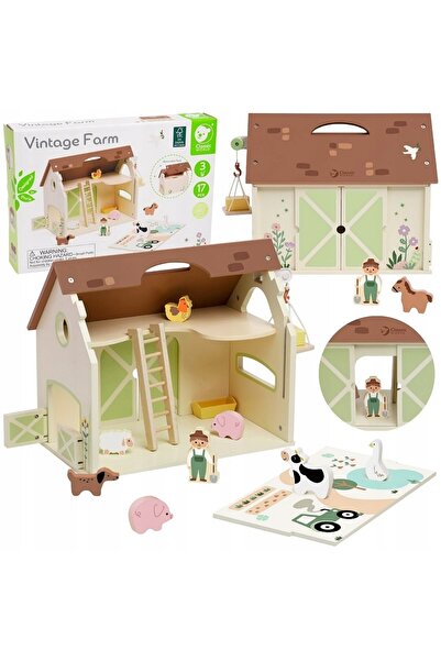 Classic World Set de figurine vintage cu casă din lemn și fermă, 17 piese. Cl...
