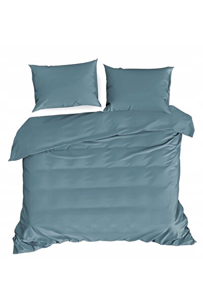 Eurofirany Lenjerie de pat din bumbac satinat 220 x 200 Culoare uni 3 piese N...