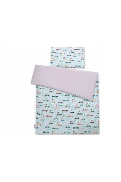Bobono Lenjerie de pat pentru copii, reversibilă, 2 piese, din bumbac - iepur...