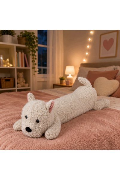 LeanToys Jucărie de pluș câine West Highland, mascotă, albă, 60 cm, LEAN Toys
