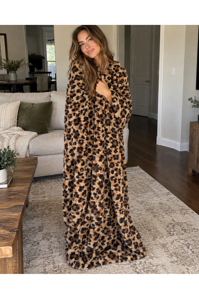 embody Thin Fleece Blanket 210x180 cm, Soft and Warm, Leopard Animal Print De...