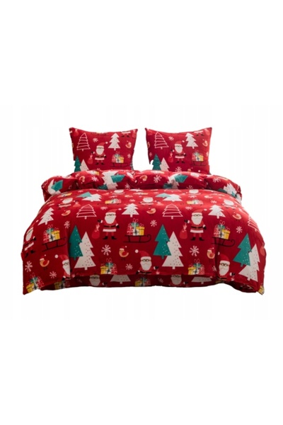 Cotton World Lenjerie de pat de Crăciun 160x200 Stele Brazi Roșu Plușat