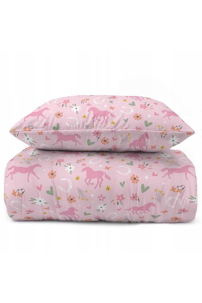 Detexpol Lenjerie de pat pentru bebeluși 160x200 Cal în flori Roz XOXO Dreams