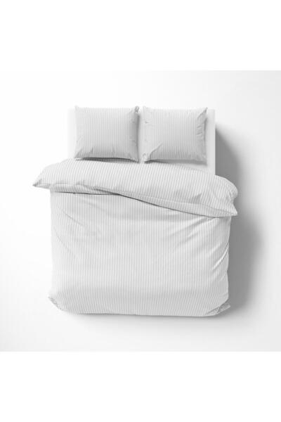 Detexpol Lenjerie de pat din satin 180x200 uni și cu dungi premium alb