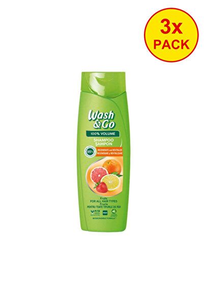 WASH&GO Pachet de 3 Sampon de par Wash & Go cu extract de fructe, 360 ml