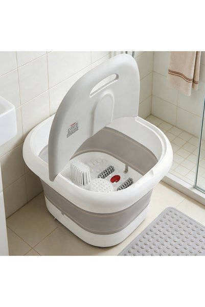 Sumkyle Collapsible Foot Spa Bath with Heat and Massage Rollers, Bubble, Foot Pedicure Kit