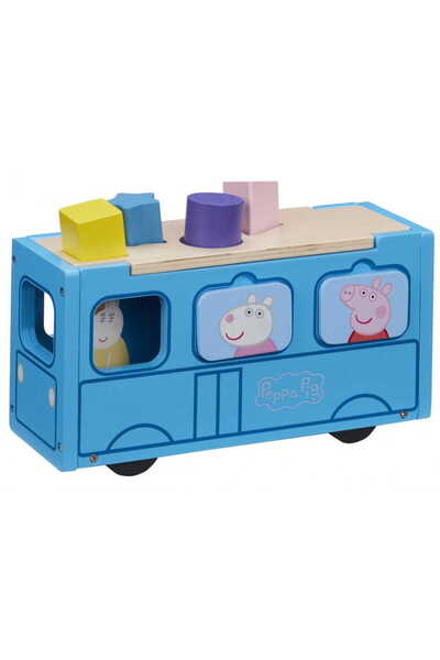 TM TOYS Set de figurine Peppa Pig Autobuz din lemn