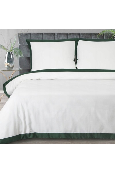 Eurofirany Lenjerie de pat din satin 160x200 Laura Alb cu bordură verde
