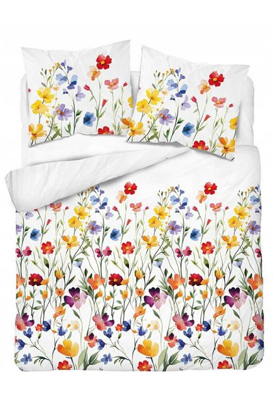 Detexpol Lenjerie de pat Bumbac 160x200cm Flori colorate pe un fundal deschis