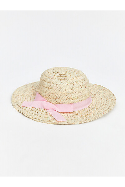 LC Waikiki Nevavm Lcw Baby Beige Plain Girl Baby Straw Hat with a Difference