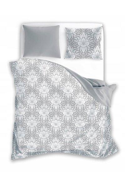 Faro Lenjerie de pat Bumbac 160x200 Gusto Flower Reversibil gri/cenușiu