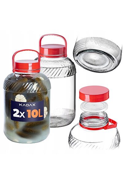 KADAX Borcan de sticlă 10L cu capac cu filet pentru meșteșuguri cu varză, set...
