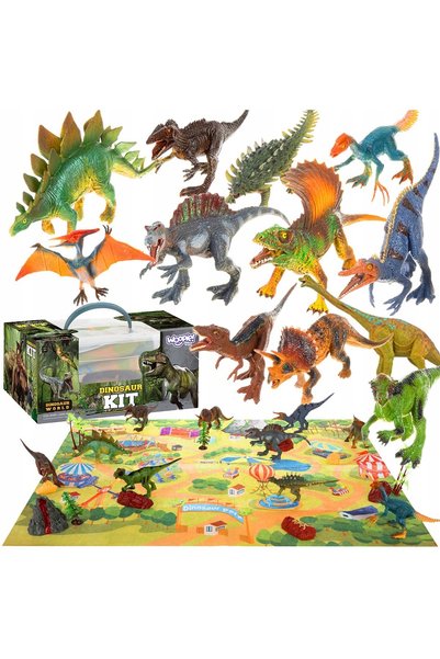 woopie Set mare de figurine dinozauri XXL + Covoraș preistoric