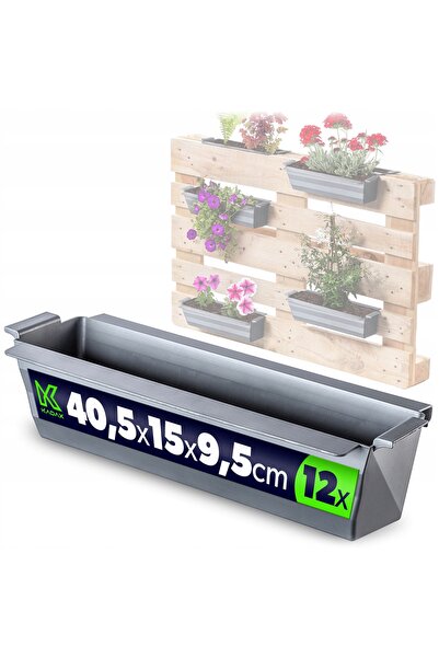 KADAX Jardiniere pentru flori, cutie tip paletă euro, 40 cm, 12 bucăți