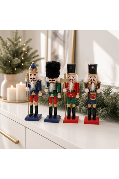 Ornament24 Set 4 figurine spargator de nuci soldatei din lemn, decoratiuni de...