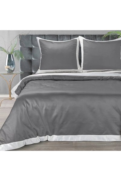 Eurofirany Lenjerie de pat Satin 220x200 Laura Stalaa cu bordură albă