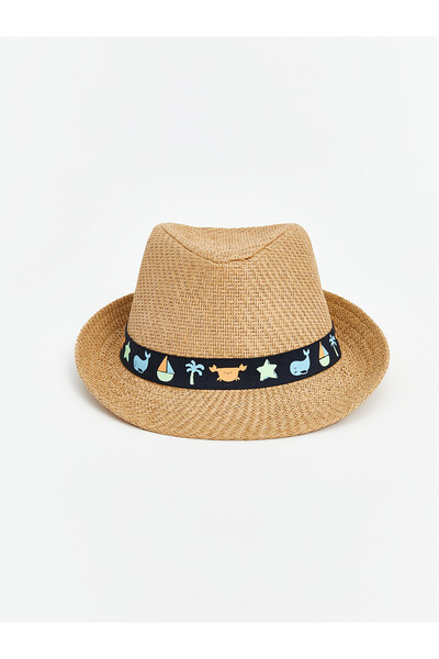 LC Waikiki Nevavm Farkıyla Lcw Baby Beige Printed Baby Boy Straw Hat