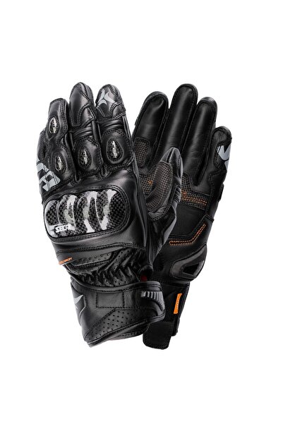 seca Mănuși de motocicletă Trackday, scurte, negre, XL, din piele, D3O