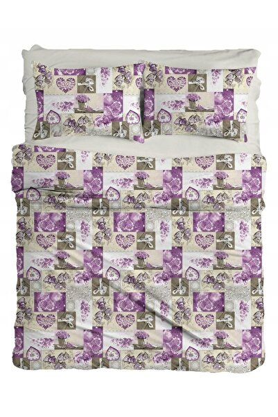 Matex Lenjerie de pat din satin 220x200 deSATIN RANFORCE R19 Inimi Mov