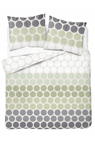 Detexpol Lenjerie de pat din satin 160x200 cu buline verde/gri