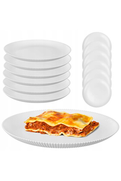 KADAX Set de farfurii de masă mari, plate, din sticlă, striate, 26,5 cm, 6 bu...