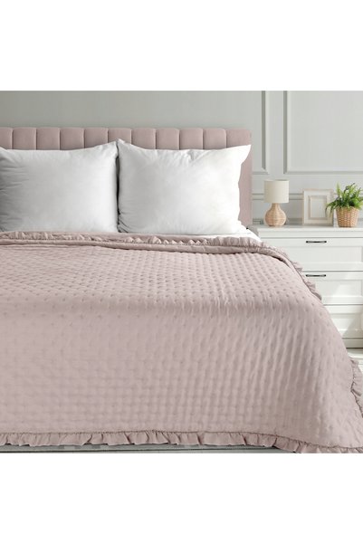Eurofirany Cuvertură de pat decorativă 220x240 Libi cu volane Pudră