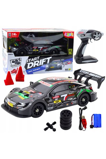 LeanToys Mașină de curse RC Auto Drift Carbon Negru 30km/h 1:16 LEAN Toys