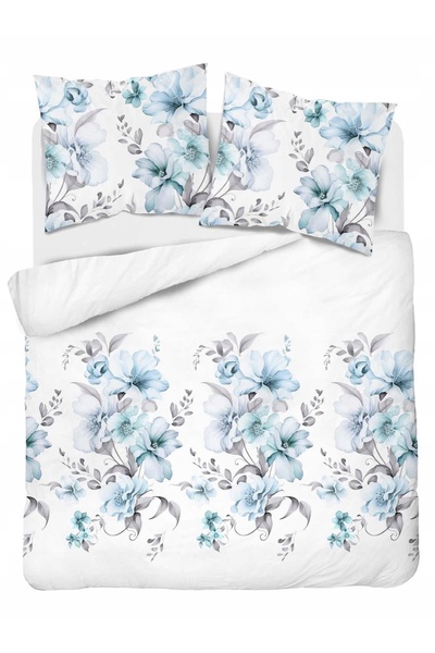 Detexpol Lenjerie de pat din flanelă 220x200 Flori pastel Pajiște albastră cu...