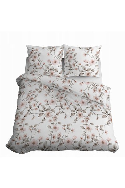 Detexpol Lenjerie de pat din satin 220x200 Flori Bej Roz