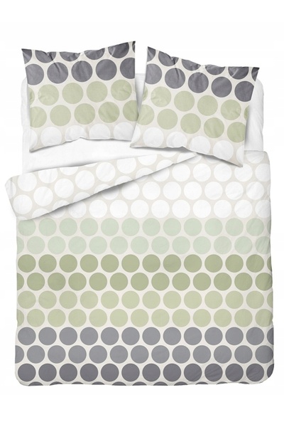 Detexpol Lenjerie de pat din satin 220x200 cu buline verde-gri
