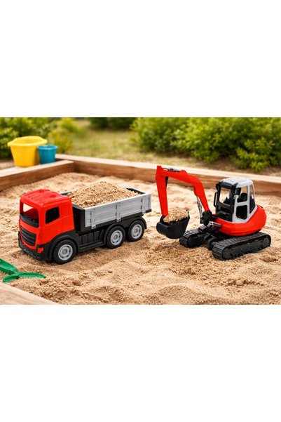 Jokomisiada Camion de jucărie cu 6 axe și excavator