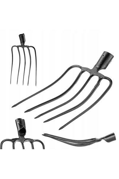 KADAX Sapa metalică cu 5 dinți, pentru grădină și fermă, pentru foraj și îngr...