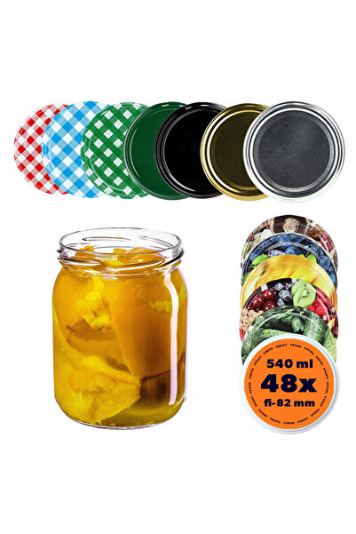 KADAX 48x BORCANE DE STICLA 540ml PENTRU MARMELADĂ + CAPAC FI82