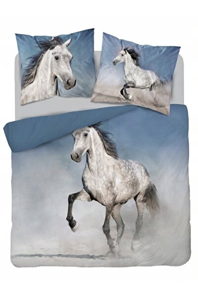 Detexpol Lenjerie de pat Bumbac Horse Alb 220x200 Holland Natura