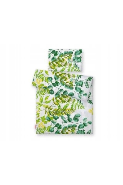 Bobono Lenjerie de pat pentru copii, 2 piese, bumbac, 120x90 cm - eucalipt