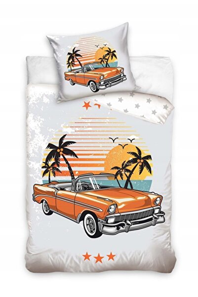 CARBOTEX 140x200 Auto Retro Vintage - Set de lenjerie de pat pentru copii din...