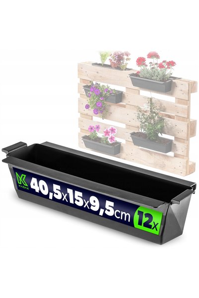 KADAX Jardiniere pentru flori, cutie tip paletă euro, 40 cm, 12 bucăți