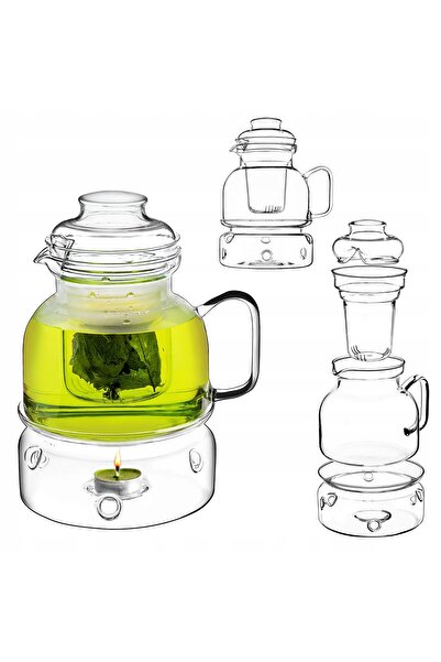KADAX Ceainic din sticlă termorezistentă de 1.5L cu infuzor, pentru ceai de p...